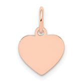 14K Rose Gold Plain .018 Gauge Engraveable Heart Disc Charm